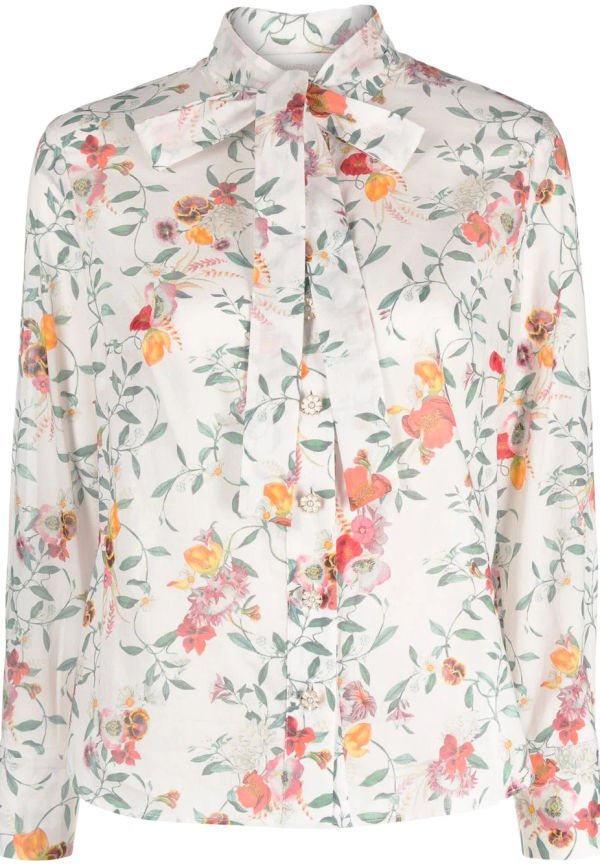 ZIMMERMANN floral-print cotton shirt - Vit