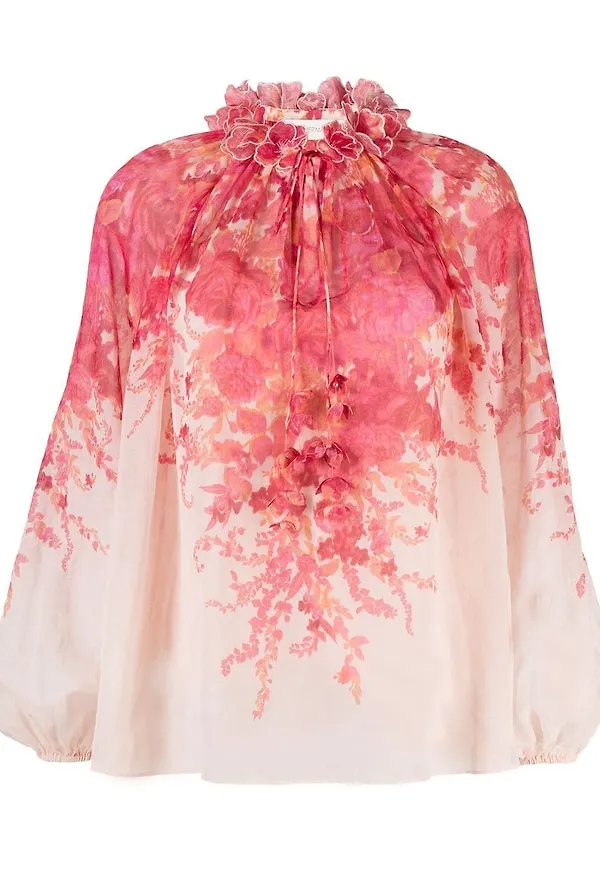 ZIMMERMANN High Tide Billow blus - Rosa