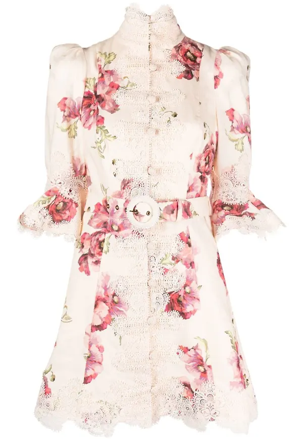 ZIMMERMANN High Tide blommig miniklänning - Neutral
