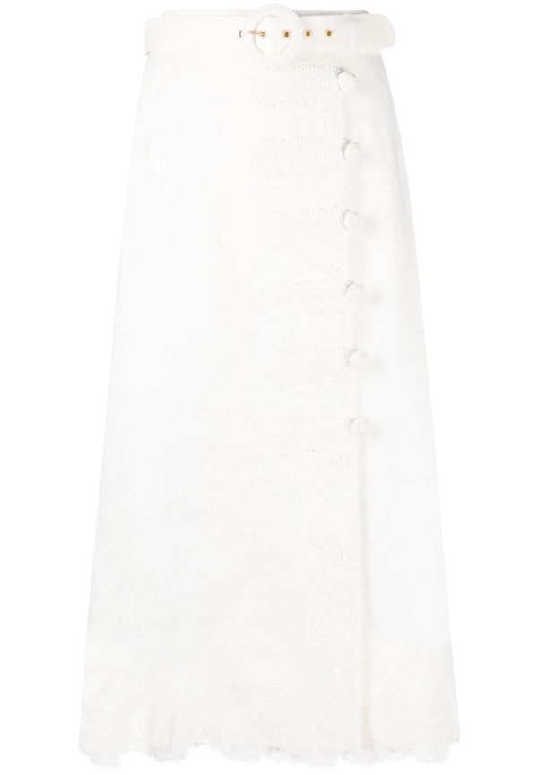 ZIMMERMANN High Tide blommig spetskjol - Vit