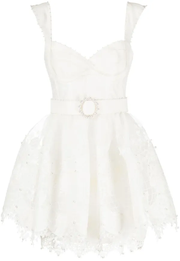 ZIMMERMANN High Tide broderad miniklänning - Vit