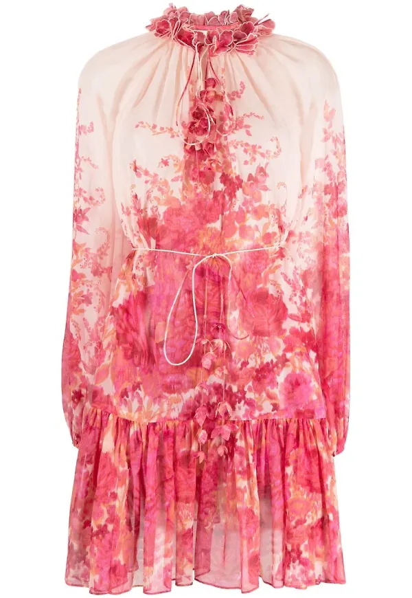 ZIMMERMANN High Tide Lantern miniklänning - Rosa