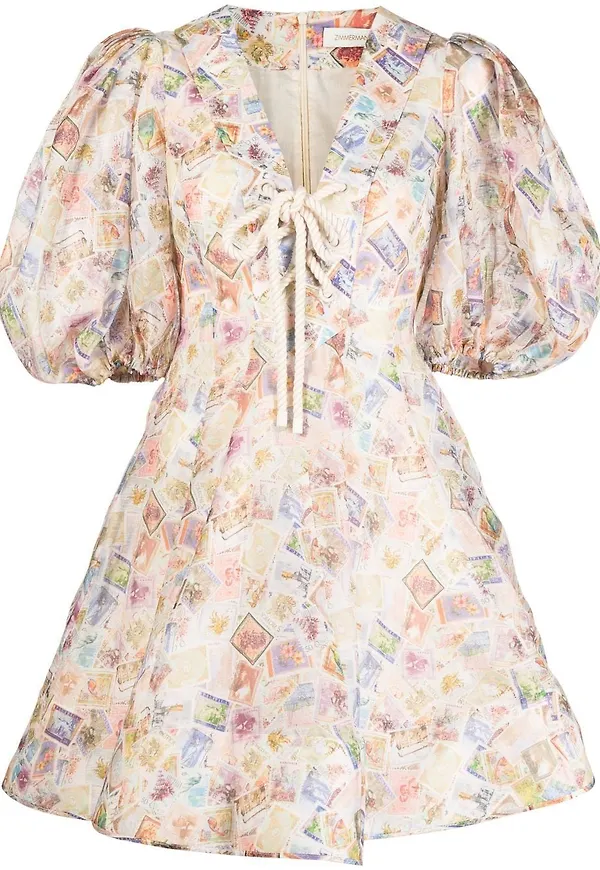 ZIMMERMANN High Tide puff-sleeve minidress - Vit