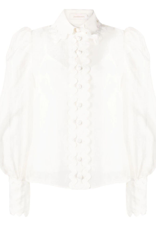 ZIMMERMANN High Tide Ric Rac Body skjorta - Vit