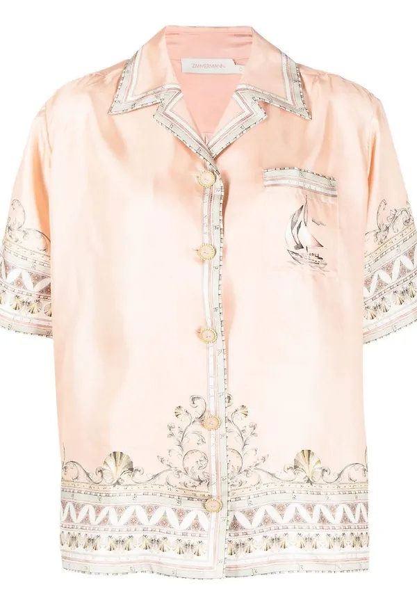 ZIMMERMANN High Tide sidenskjorta - Rosa