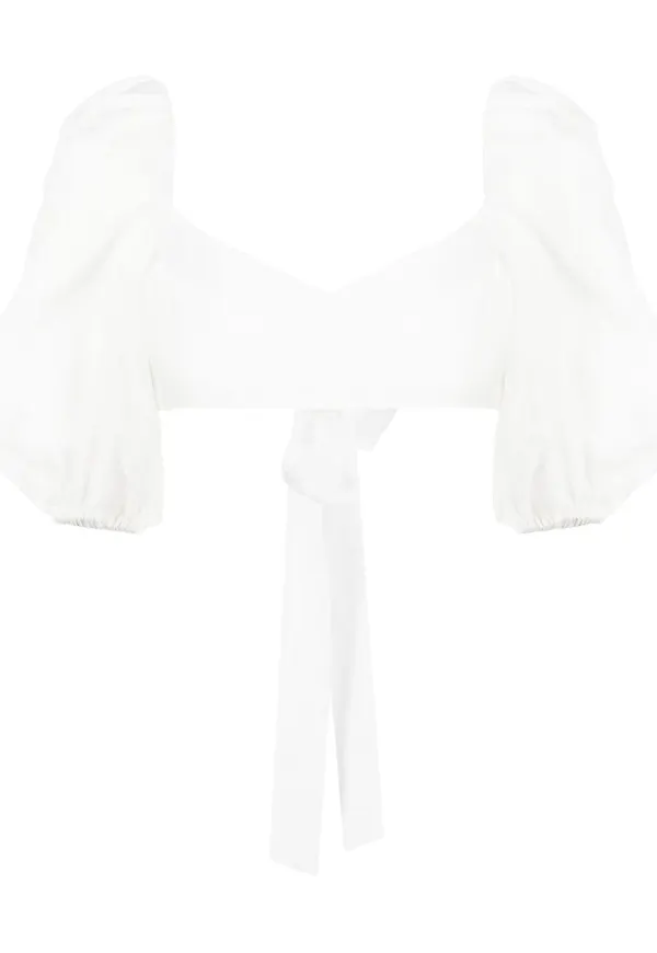 ZIMMERMANN Jeannie croptop i puffmodell - Vit