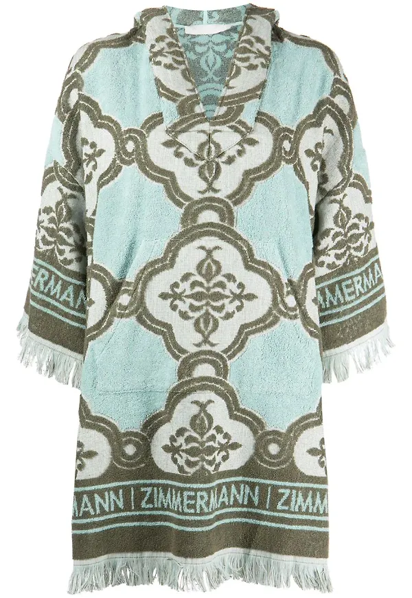 ZIMMERMANN kaftan med huva och logotyp - Flerfärgad