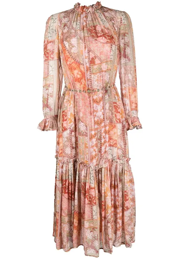 ZIMMERMANN Kaleidoscope blommig midiklänning - Röd