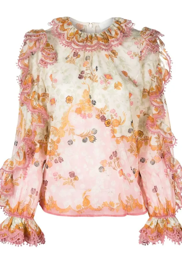 ZIMMERMANN Laurel blommig blus - Rosa