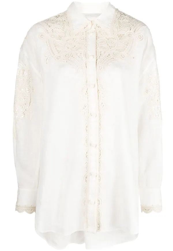 ZIMMERMANN Laurel skjorta med brodyr - Neutral