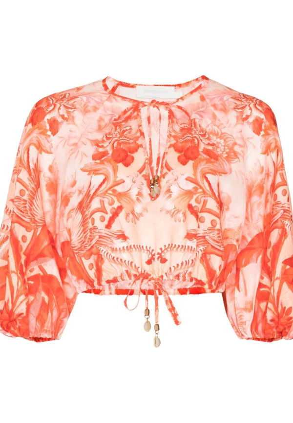 ZIMMERMANN Lyre kort blus - Röd