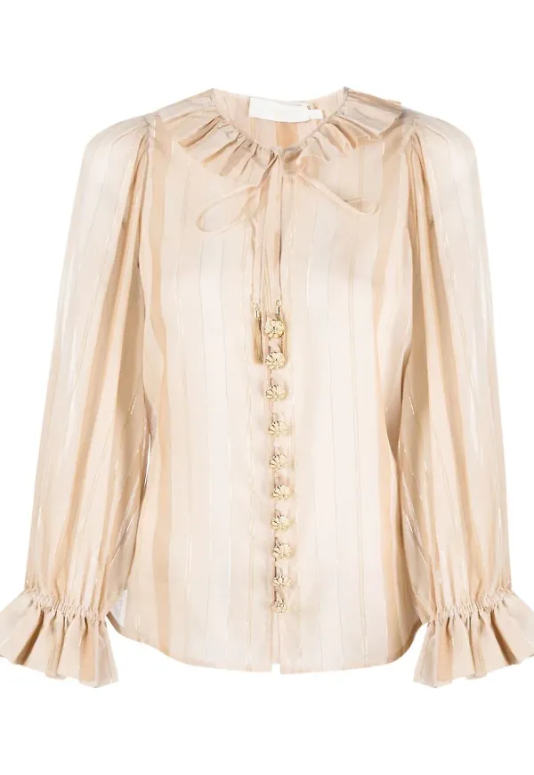 ZIMMERMANN långärmad blus med volangdetalj - Neutral