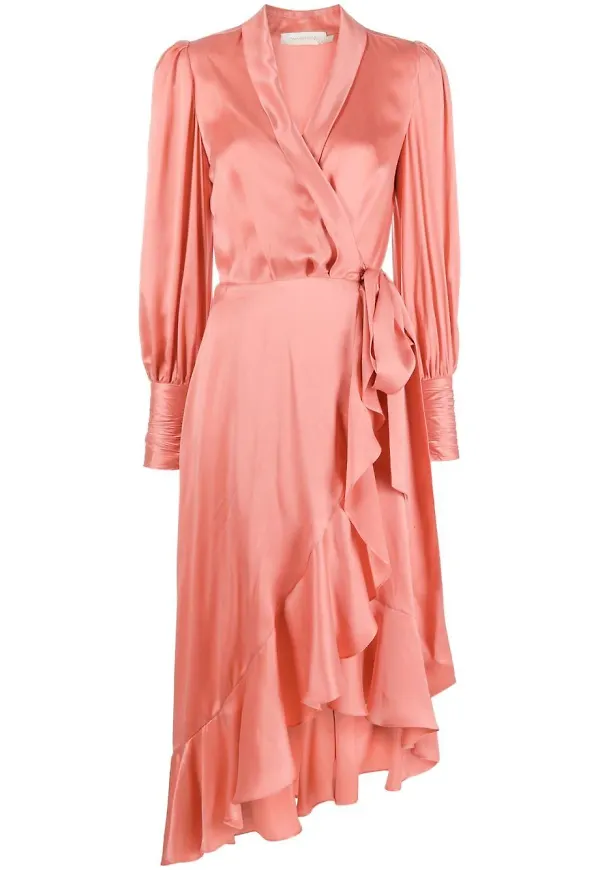 ZIMMERMANN midiklänning med asymmetrisk fåll - Rosa
