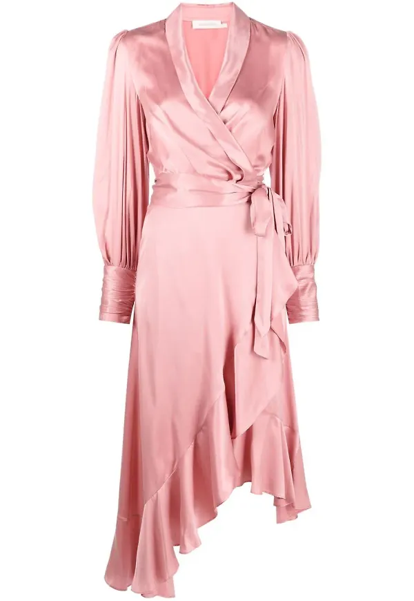 ZIMMERMANN midiklänning med volangkant - Rosa
