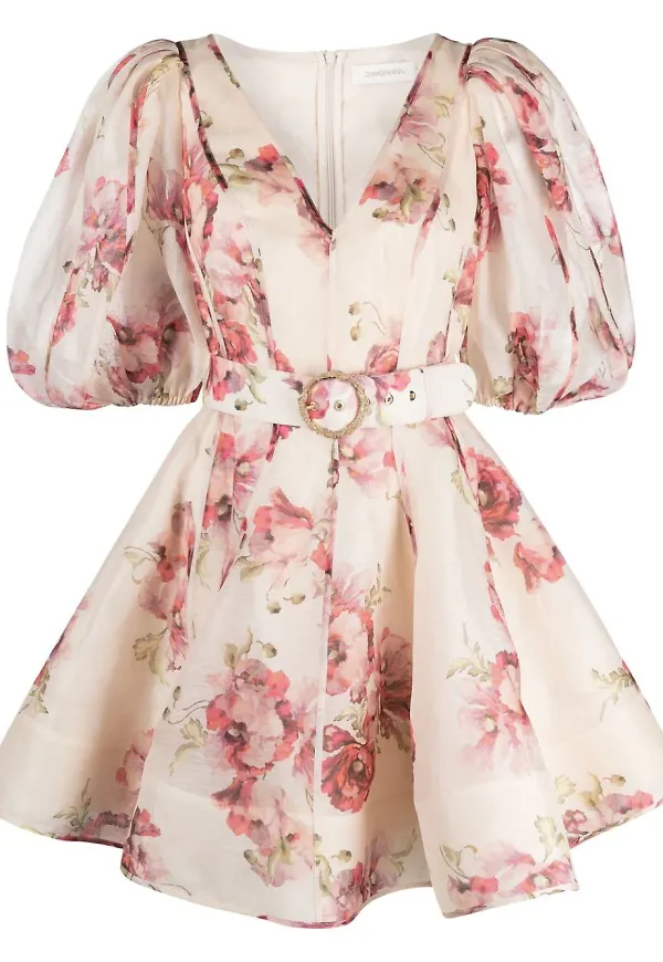 ZIMMERMANN miniklänning med puffärm - Rosa