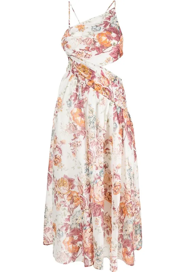 ZIMMERMANN Pattie asymmetrisk blommig klänning - Vit