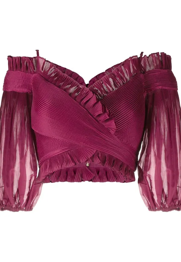 ZIMMERMANN plisserad baraxlad topp - Lila