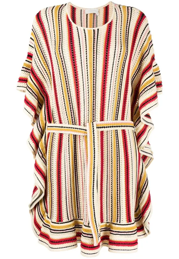 ZIMMERMANN randig poncho med volang - Neutral