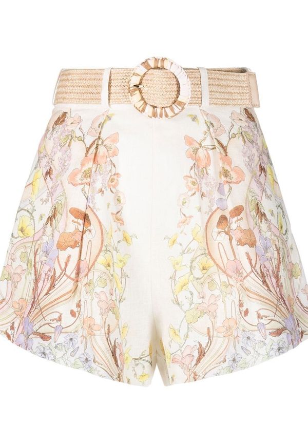ZIMMERMANN shorts med bälte - Vit