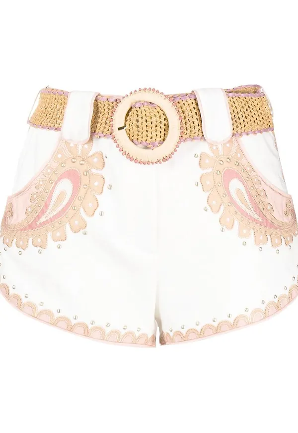 ZIMMERMANN shorts med bälte - Vit