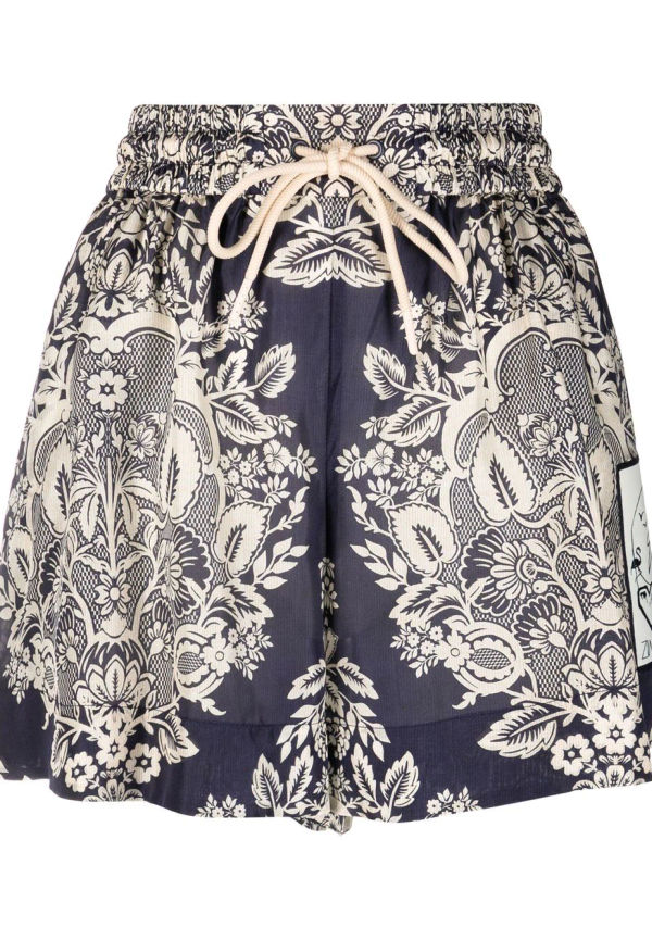 ZIMMERMANN sidenshorts med grafiskt tryck - Blå