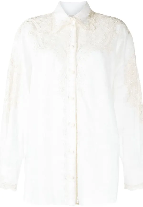 ZIMMERMANN skjorta med spetspanel - Neutral