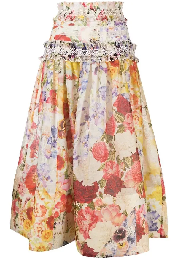 ZIMMERMANN Wonderland smockad midikjol - Gul