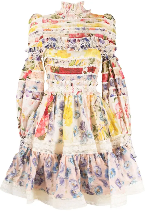 ZIMMERMANN Wonderland smocked minidress - Neutral