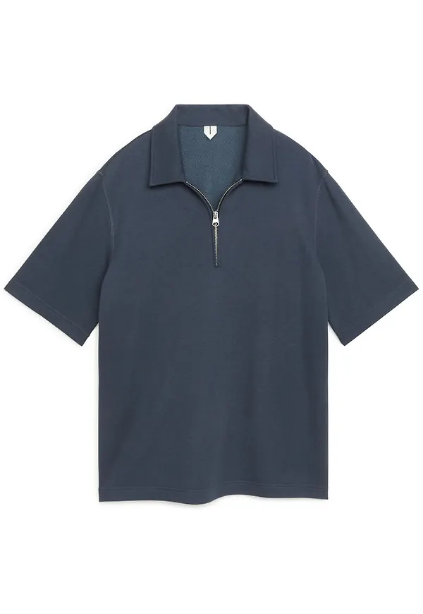 Zipped Polo Shirt - Blue