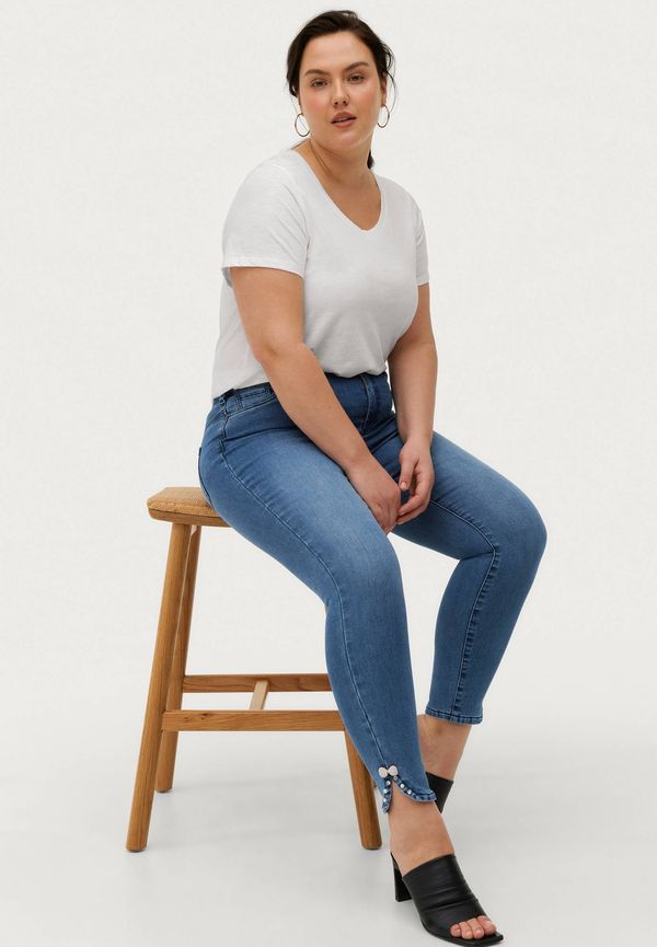 Zizzi - Jcat Bow Cropped Amy Jeans - Blå