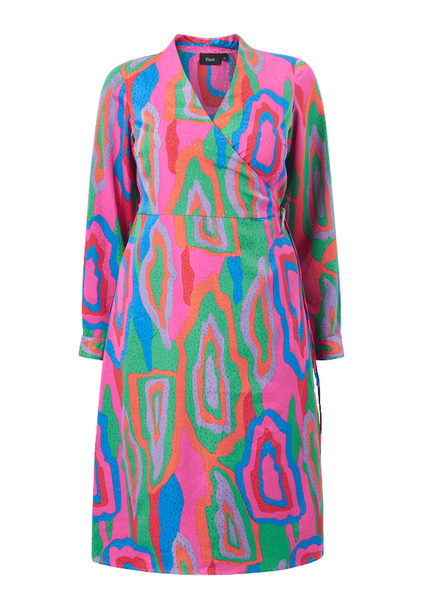 Zizzi - Omlottklänning xLiva L/S Wrap Dress - Grön - 42/44