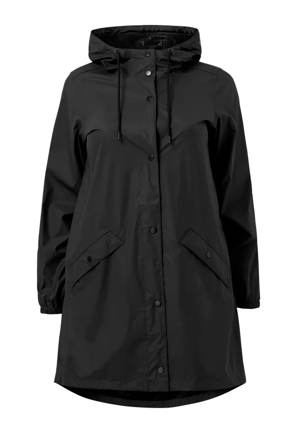 Zizzi - Regnjacka mRainy L/S Raincoat - Svart - 42/44