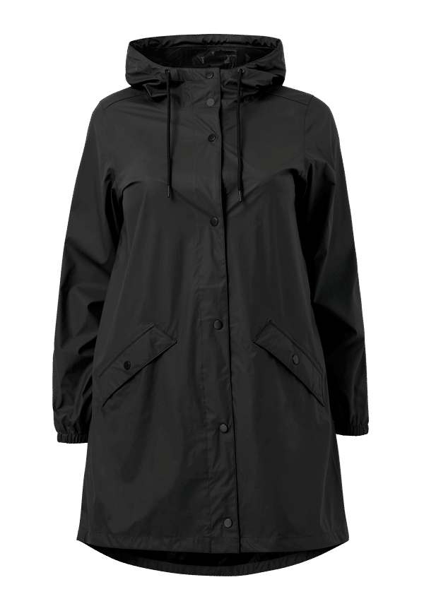 Zizzi - Regnjacka mRainy L/S Raincoat - Svart - 42/44