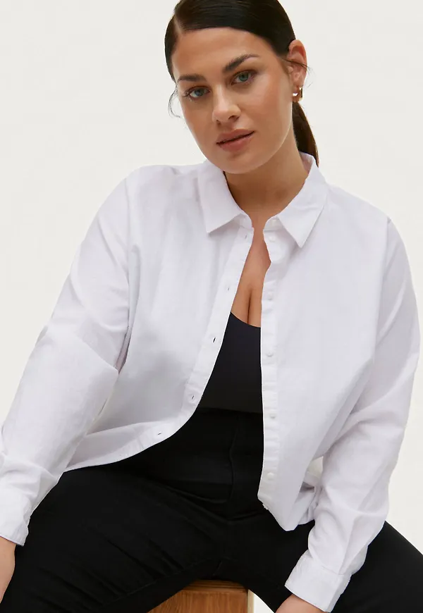 Zizzi - Skjorta eMindy L/S Shirt - Vit