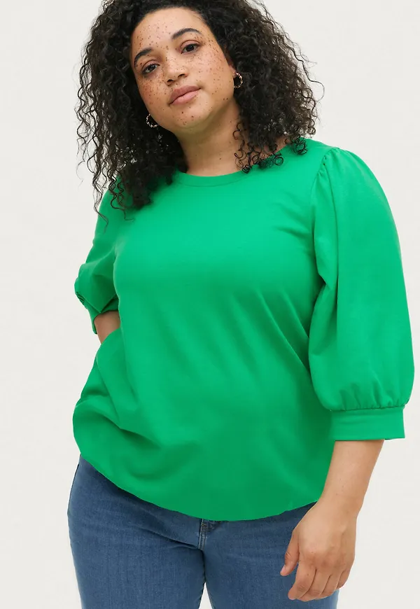 Zizzi - Sweatshirt caFeluca 3/4 Sweat - Grön