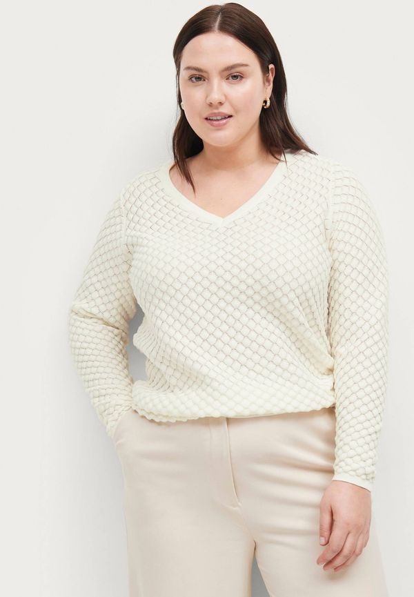 Zizzi - Tröja caElsa Femi L/S Pullover - Vit - 58/60
