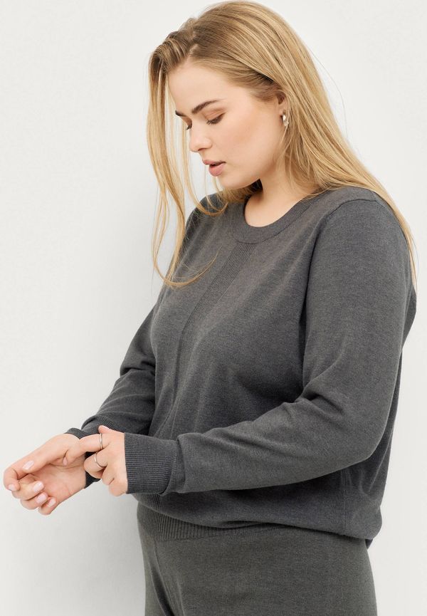 Zizzi - Tröja mCoco L/S Pullover - Grå - 54/56