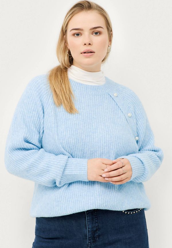 Zizzi - Tröja mComfy Pearl L/S Pullover - Blå - 54/56