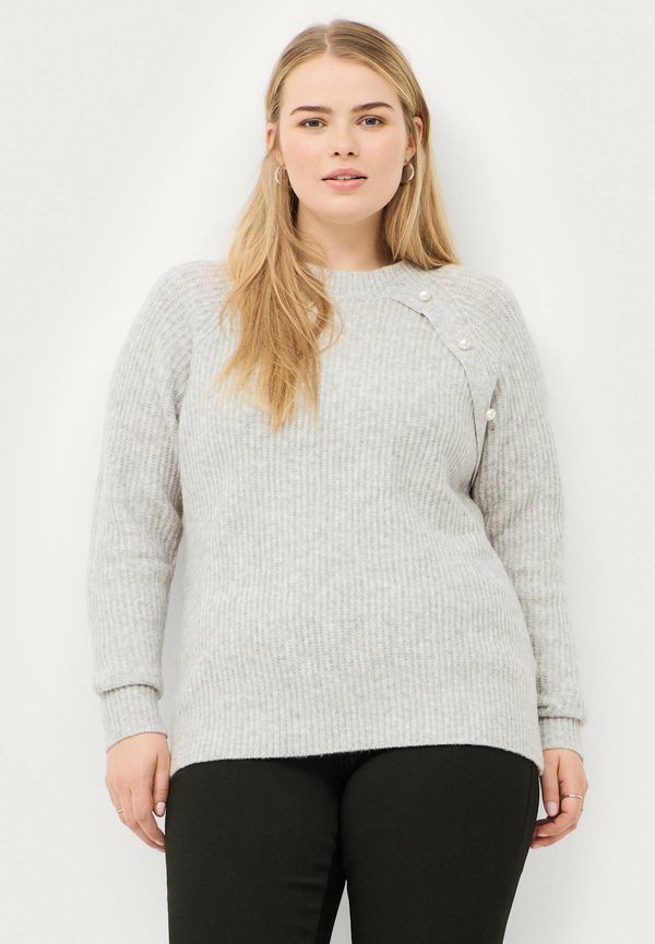 Zizzi - Tröja mComfy Pearl L/S Pullover - Grå - 54/56