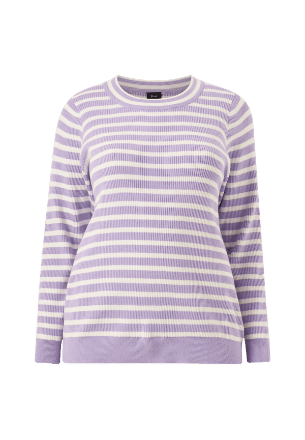 Zizzi - Tröja mEllie Stripe L/S Pullover - Lila - 42/44