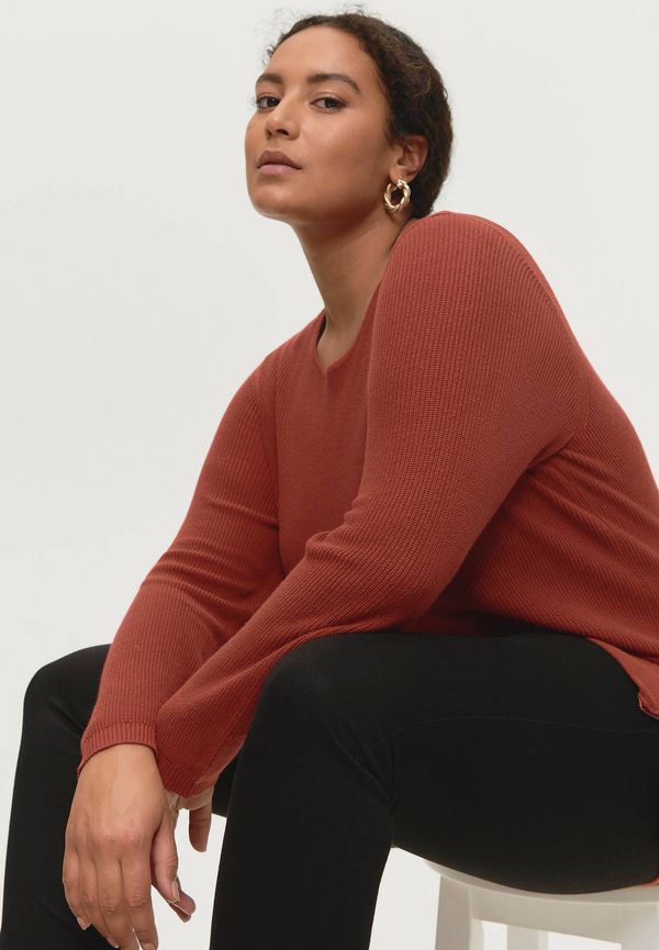 Zizzi - Tröja mJoanne L/S Zip Pullover - Röd