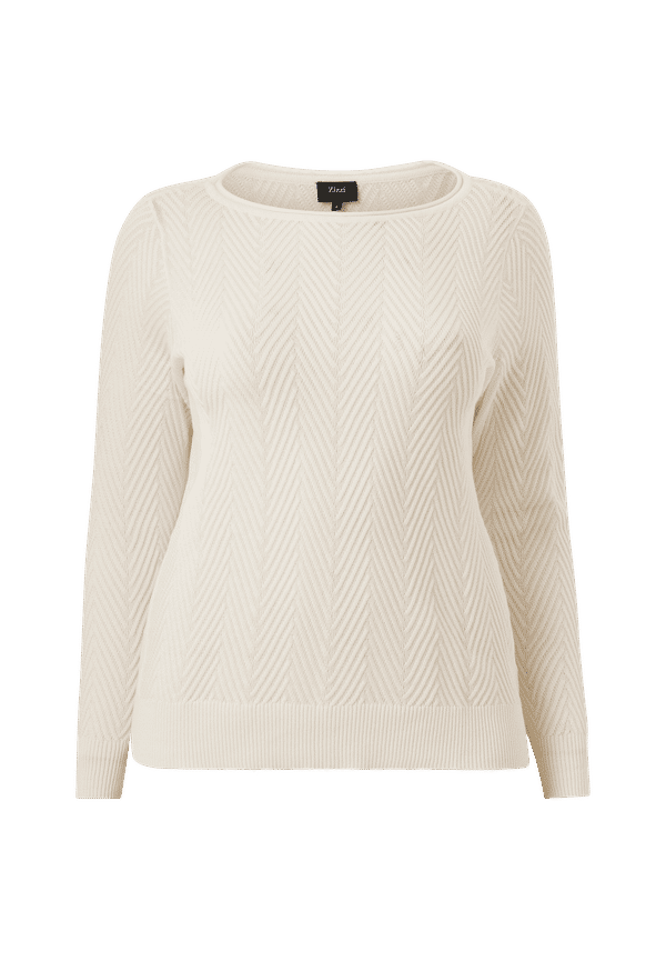 Zizzi - Tröja mJolie Dia L/S Pullover - Vit - 42/44