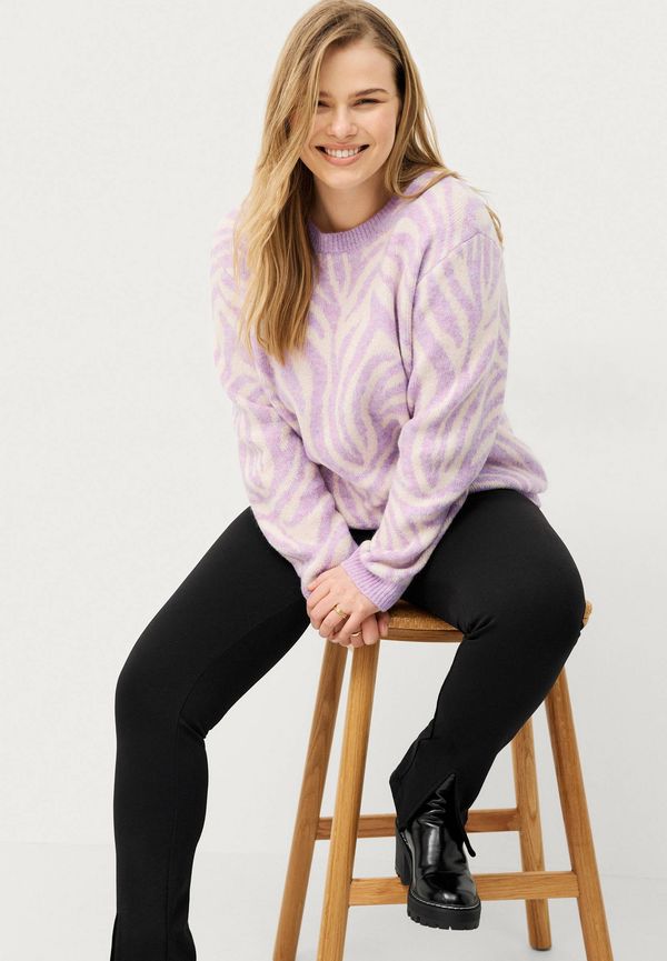 Zizzi - Tröja mZebra L/S Pullover - Lila - 42/44