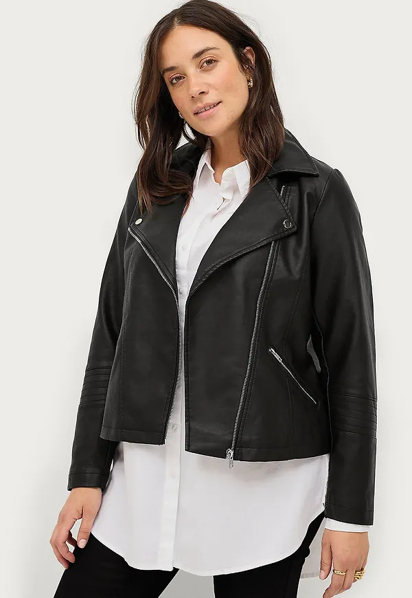 Zizzi - Bikerjacka mZoe L/S Jacket - Svart
