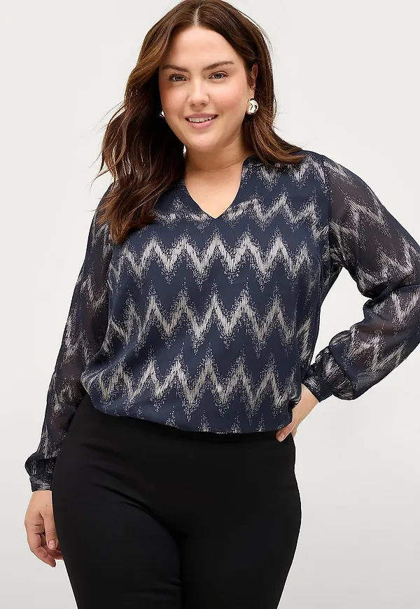 Zizzi - Blus caBix L/S Blouse - Blå