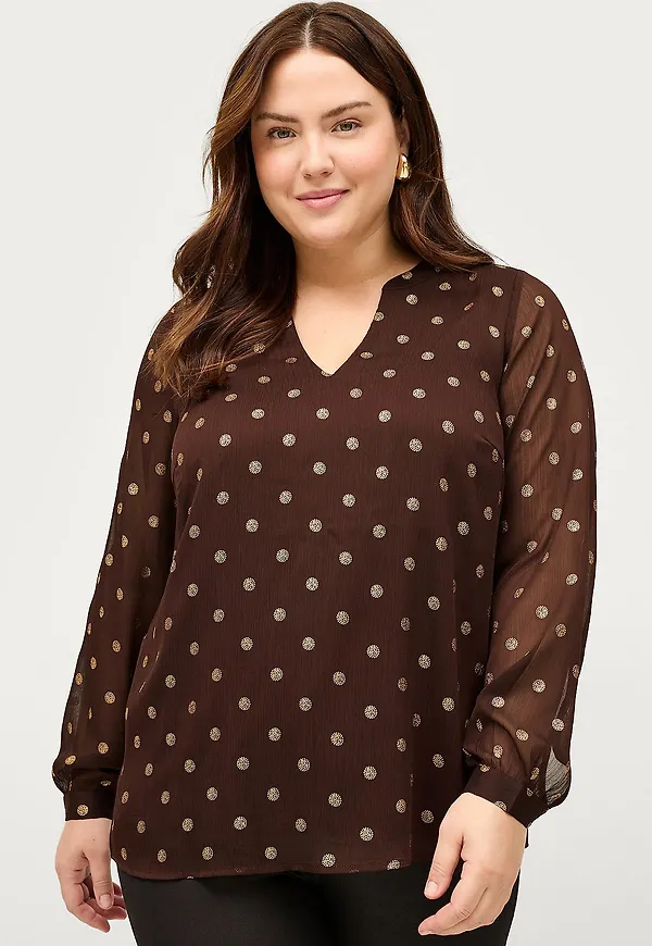 Zizzi - Blus caBix L/S Blouse - Brun