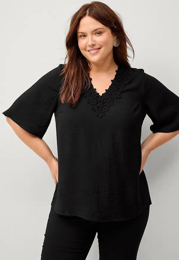 Zizzi - Blus caIlvy S/S Blouse - Svart