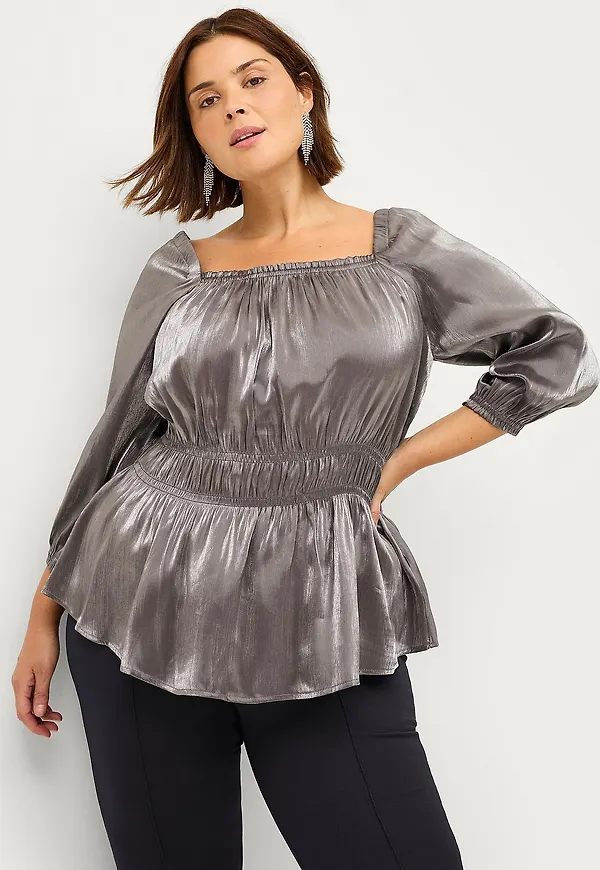 Zizzi - Blus mFanny 3/4 Blouse - Silver