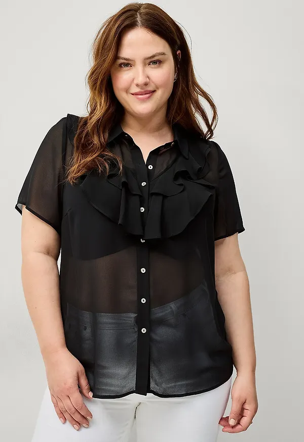 Zizzi - Blus mHalen S/S Shirt - Svart