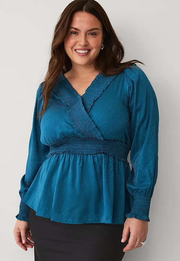 Zizzi - Blus mKimmi L/S Blouse - Blå